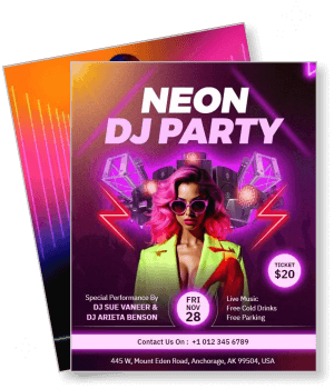 neon dj party with dj sue vaneer arieta benson special performance template