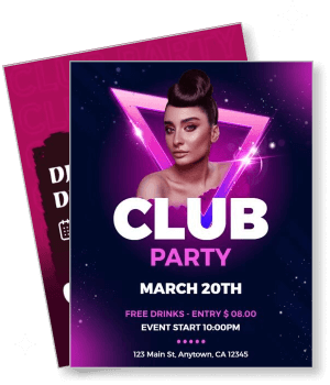neon themed club party with event details template