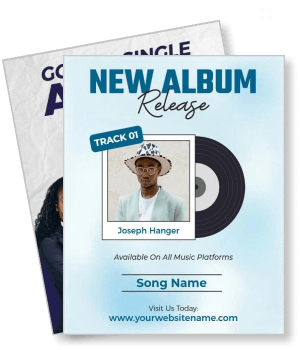 new album release poster with artist photo and song details template