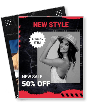 new style sale smiling woman with hat discount special item marketing template