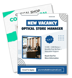 new vacancy optical store manager job opening salary benefits contact info template