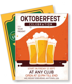 oktoberfest party celebration with beer glasses template