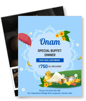 onam special buffet dinner invitation with traditional design template