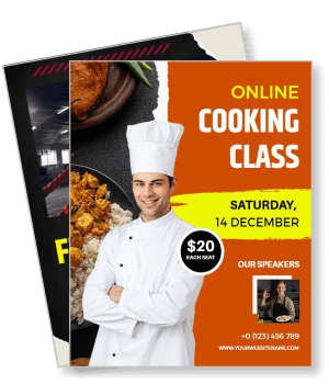 online cooking class with chef and event details template