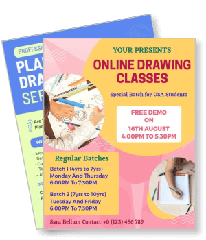 online drawing classes with batch information and contact template