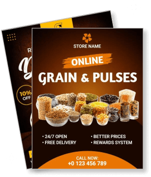 online grain pulses store advertisement brochure with better prices and rewards template