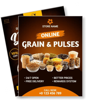 online grain pulses store advertisement with better prices and rewards template
