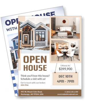 open house event real estate property for sale home interior exterior details template
