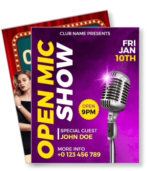 open mic show with microphone special guest info template
