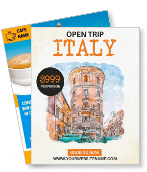 open trip italy travel promotion with price offer template