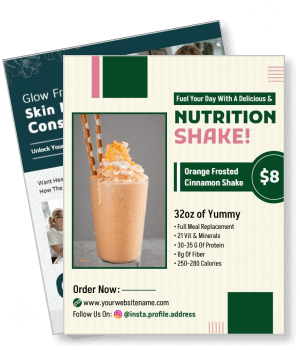 orange frosted cinnamon nutrition shake advertisement template