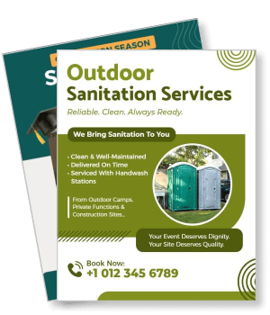 outdoor sanitation services brochure clean portable toilets advertisement template