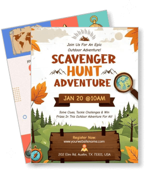 outdoor scavenger hunt adventure with details and graphics template