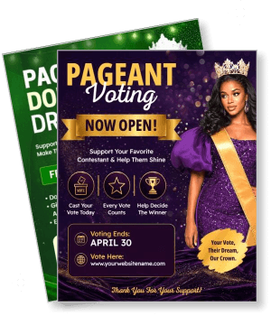 pageant voting now open promotional banner with contestant and voting details template
