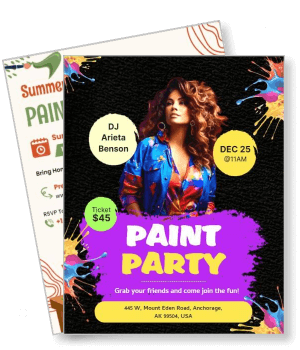 paint party event flyer with dj arieta benson dec 25 at 11am anchorage template