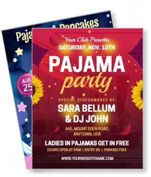 pajama party event flyer dj performance nightlife poster template