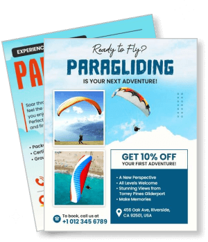 paragliding adventure discount offer aerial photography template