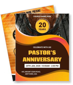 pastors anniversary celebration invitation 20 years event design template