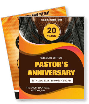 pastors anniversary celebration invitation 20 years event flyer design template