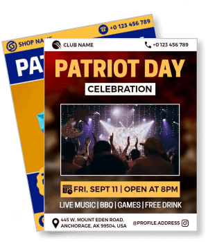 patriot day celebration with details of event music bbq games free drinks template