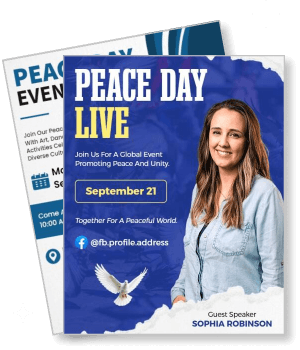 peace day live event with speaker details and date template