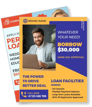 personal loan flyer template same day approval financial services promotion