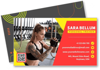 personal trainer business card design fitness gym contact information template