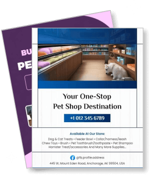 pet shop destination with store details contact information template