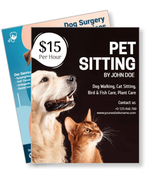 pet sitting service brochure dog cat care flyer advertisement template