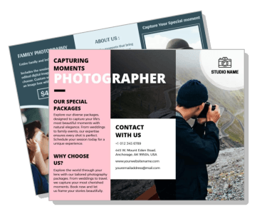 photographer brochure template capturing moments special packages