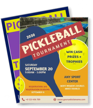 pickleball tournament poster design cash prizes trophies registration information template