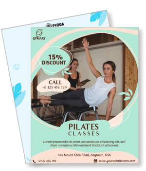 pilates classes 15 percent discount call now fitness studio template