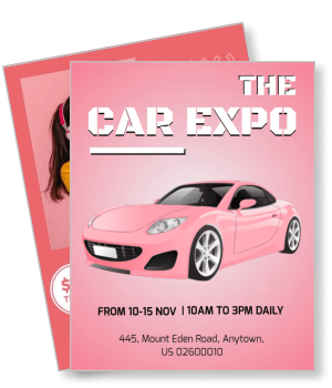 pink car expo event advertisement template
