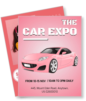 pink car expo poster event advertisement template