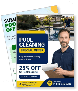 pool cleaning special offer flyer summer maintenance discount template