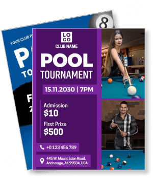 pool tournament with admission price and prize details template