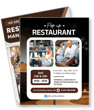 pop up restaurant event with dining reservation info template