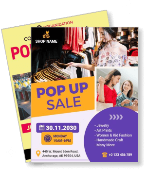 popup sale event template for jewelry fashion art prints anchorage store