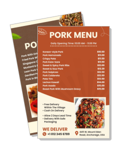 pork menu flyer daily specials delivery service template