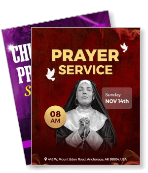 prayer service with religious theme and event details template