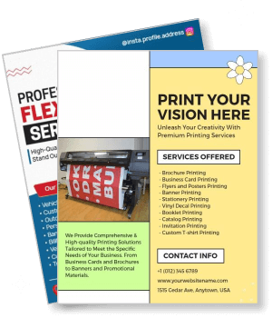 premium printing service design with contact info template