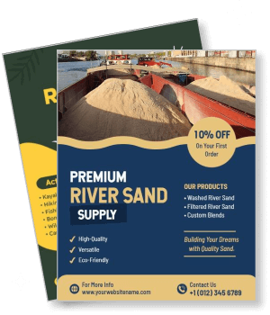 premium river sand supply with pile photo and contact details template