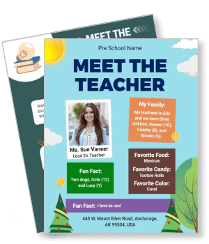 preschool meet the teacher flyer template colorful design