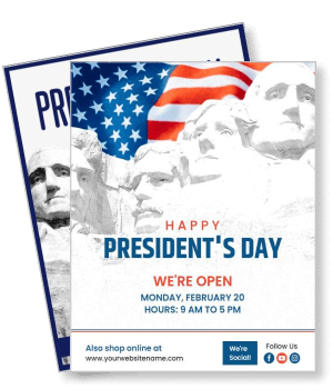 presidents day promotion mount rushmore american flag store hours template