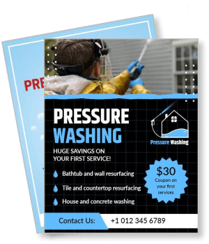 pressure washing service promo with contact details template