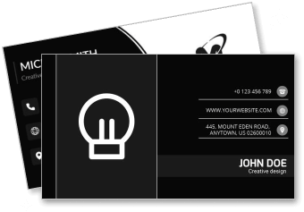 professional business card layout with contact details and lightbulb icon template