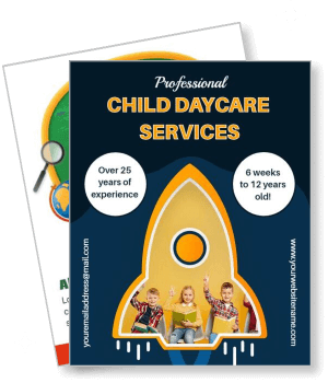 professional child daycare services with rocket and kids template