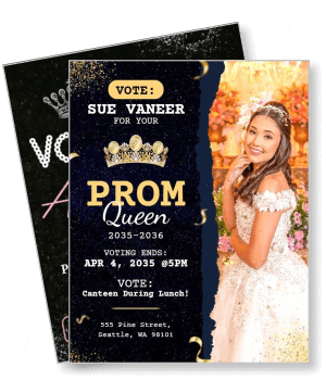 prom queen election vote sue vaneer 2035 2036 campaign template