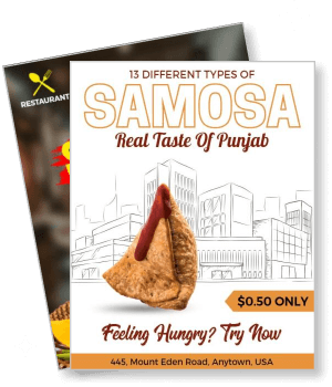 promotional samosa real taste of punjab restaurant offer template