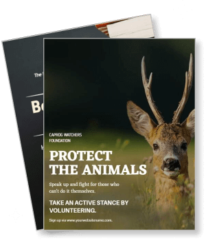 protect the animals campaign flyer deer photo volunteer call to action template